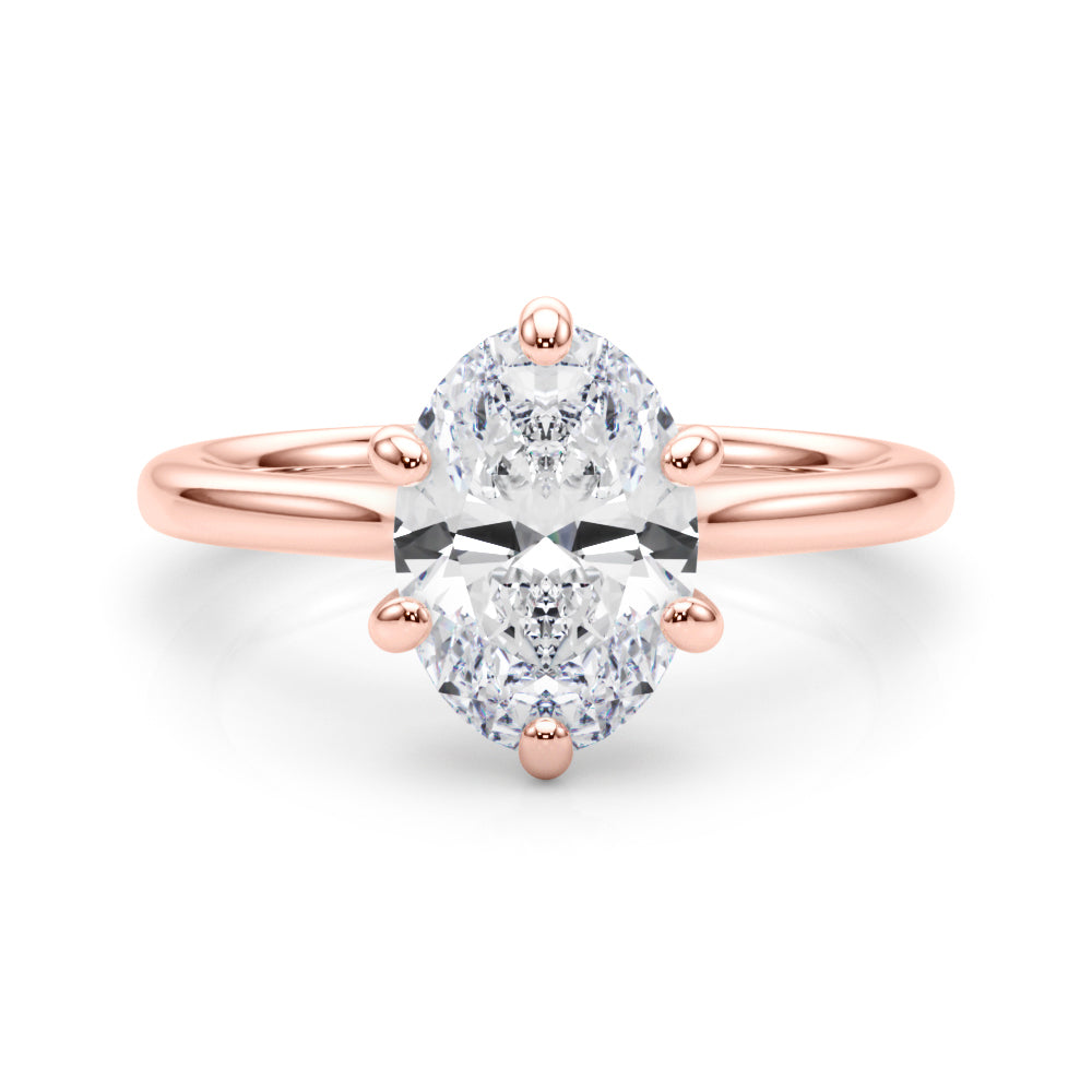 LUMEO Oval Solitaire Diamond Engagement Ring Set in 18k Solid Rose Gold 