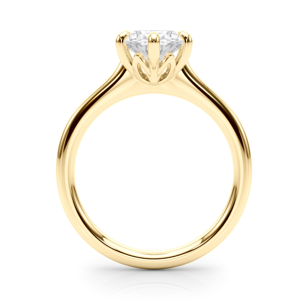 LUMEO Oval Solitaire Diamond Engagement Ring Side View in 18k Solid Yellow Gold 