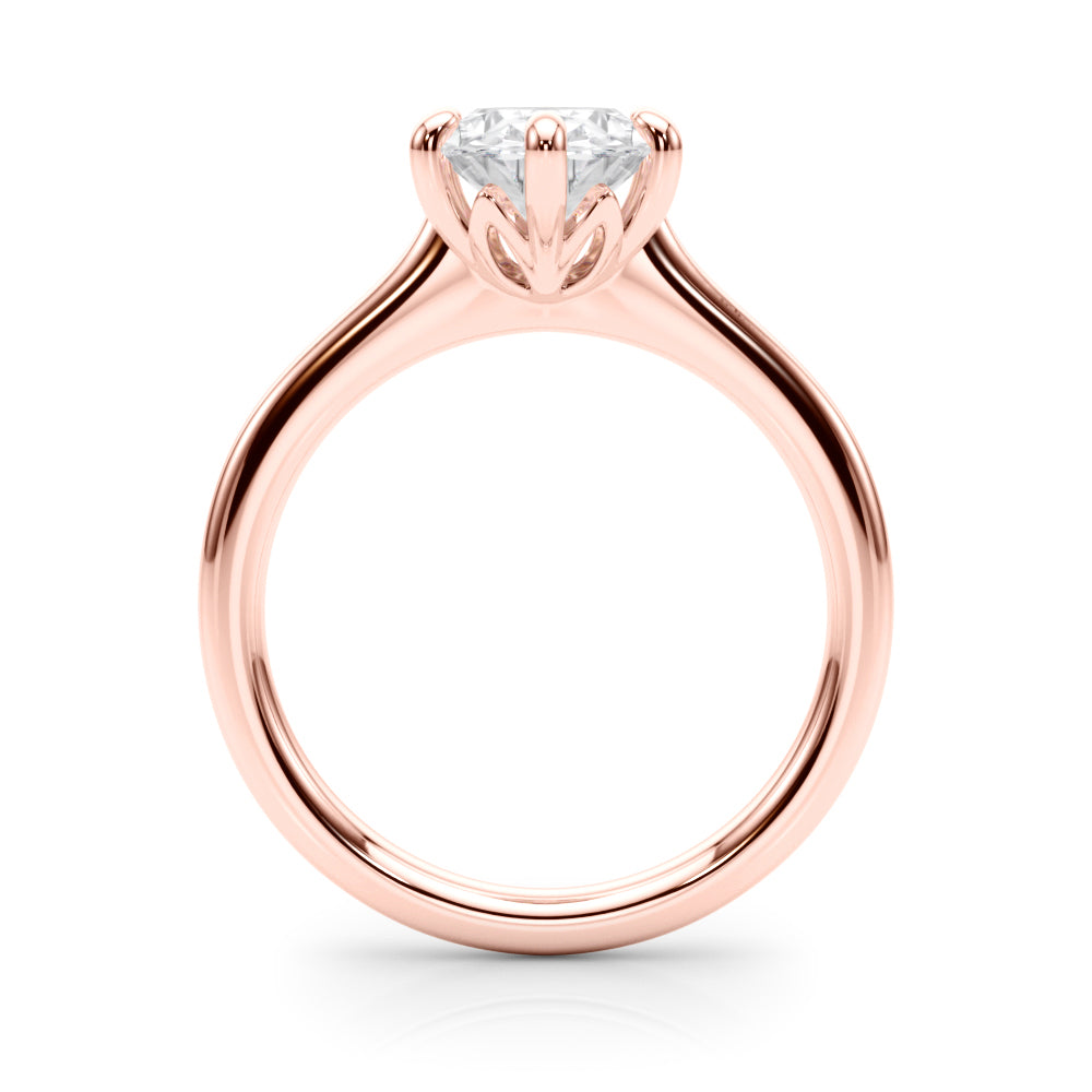 LUMEO Oval Solitaire Diamond Engagement Ring Side View in 18k Solid Rose Gold 