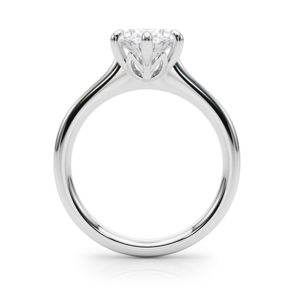 LUMEO Oval Solitaire Diamond Engagement Ring Side View in Platinum 