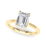 LUMEO Emerald Solitaire Diamond Engagement Ring Front View in 18k Solid Yellow Gold 