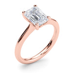 LUMEO Emerald Solitaire Diamond Engagement Ring Angle View in 18k Solid Rose Gold 