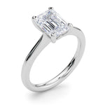 LUMEO Emerald Solitaire Diamond Engagement Ring Angle View in Platinum 