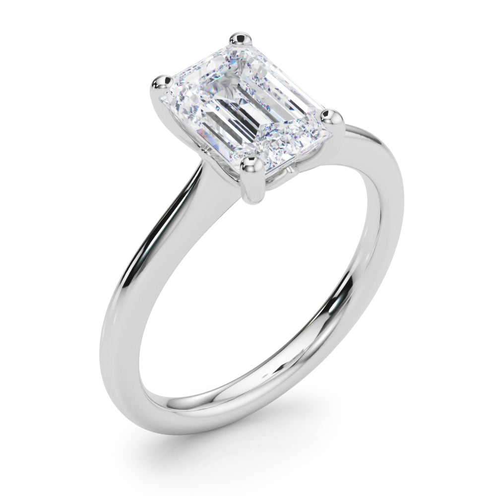 LUMEO Emerald Solitaire Diamond Engagement Ring Angle View in Platinum 