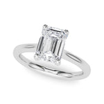 LUMEO Emerald Solitaire Diamond Engagement Ring Front View in Platinum 