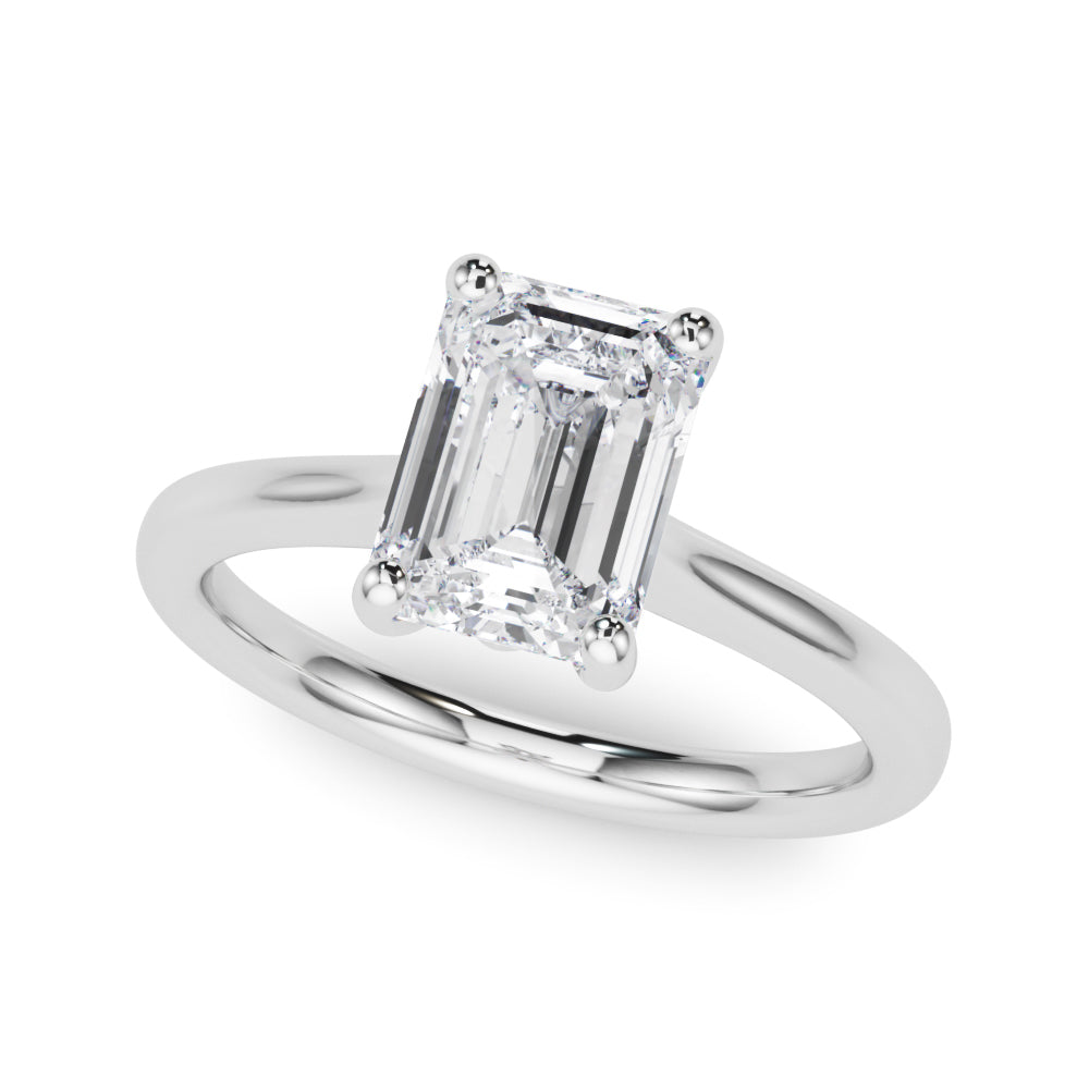 LUMEO Emerald Solitaire Diamond Engagement Ring Front View in Platinum 