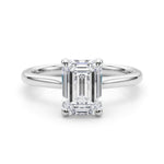 LUMEO Emerald Solitaire Diamond Engagement Ring Set in Platinum 