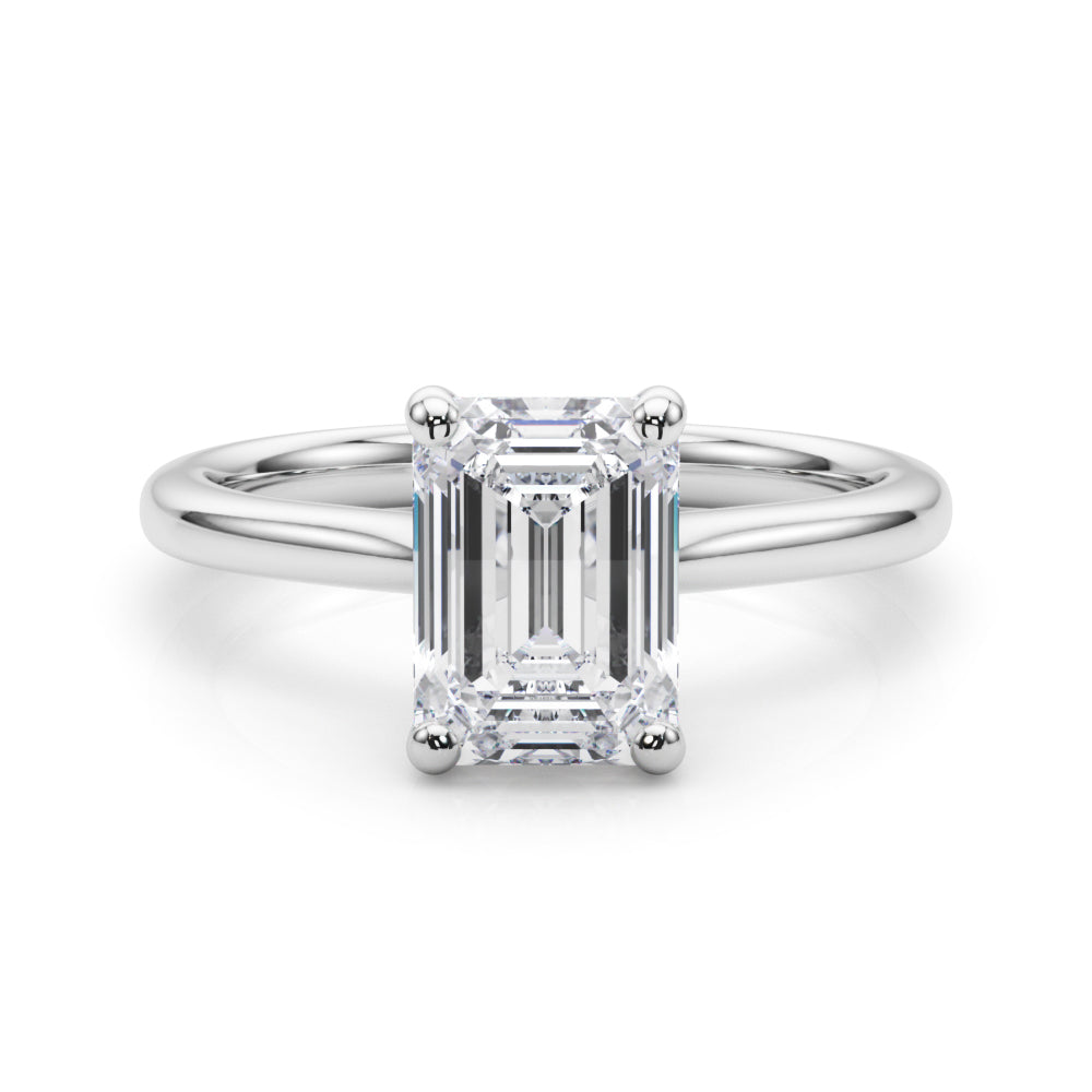 LUMEO Emerald Solitaire Diamond Engagement Ring Set in Platinum 