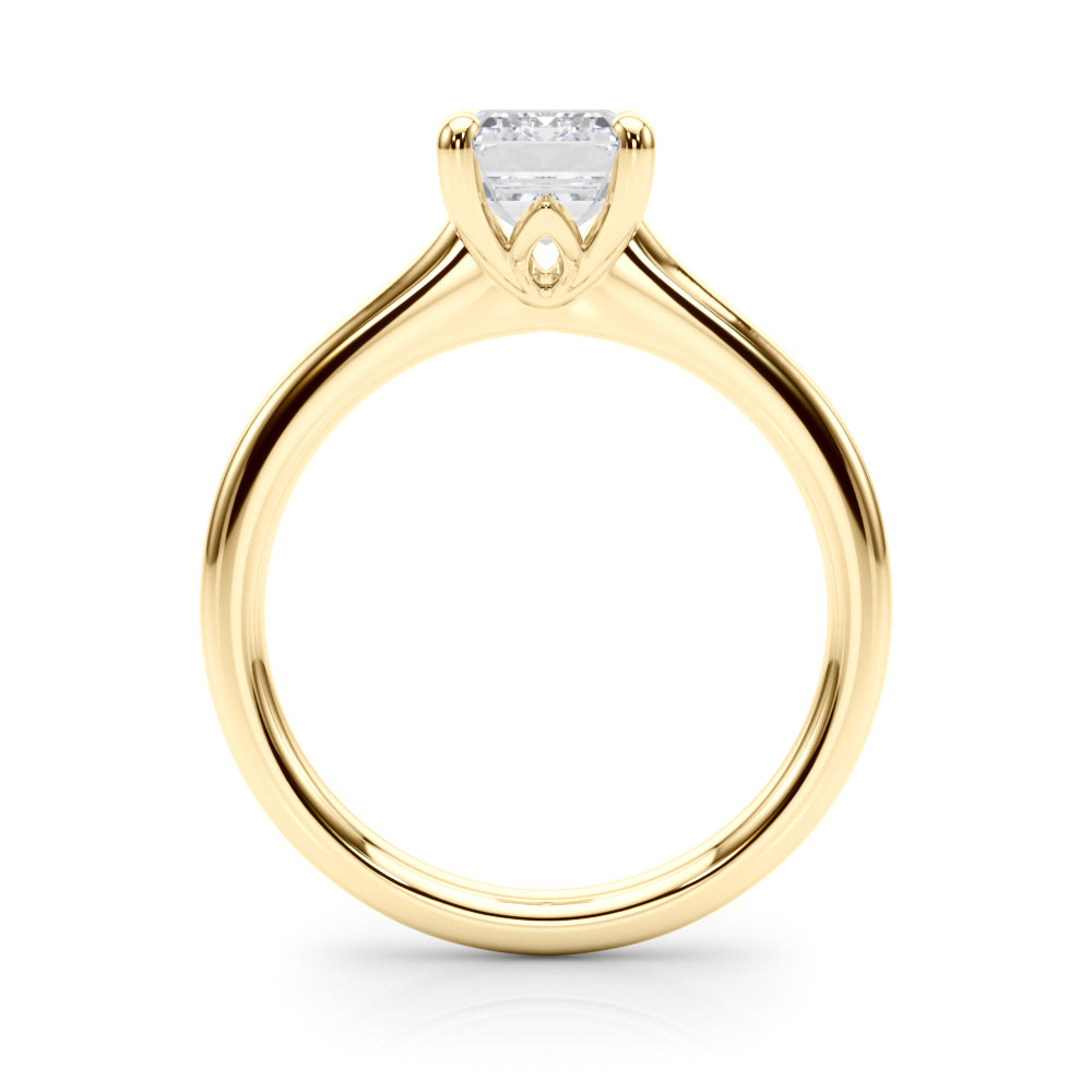 LUMEO Emerald Solitaire Diamond Engagement Ring Side View in 18k Solid Yellow Gold 
