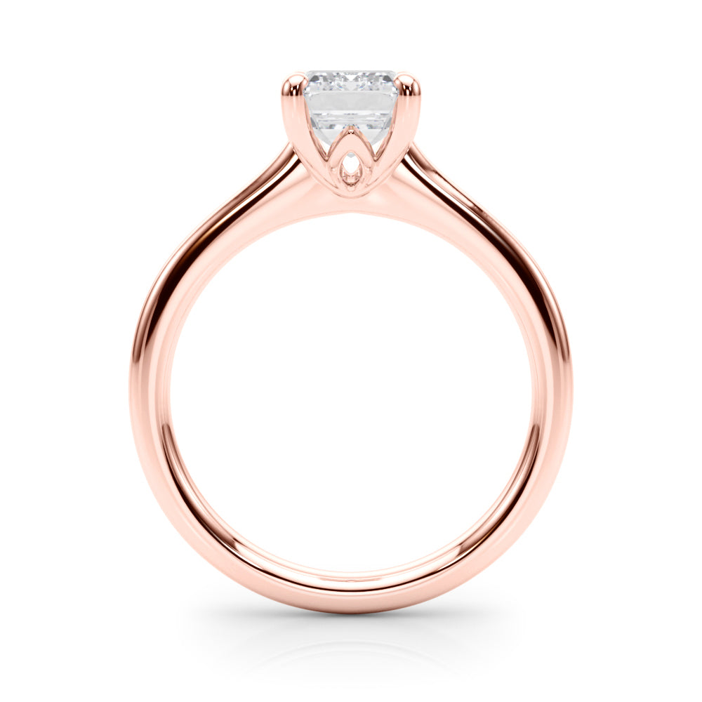 LUMEO Emerald Solitaire Diamond Engagement Ring Side View in 18k Solid Rose Gold 