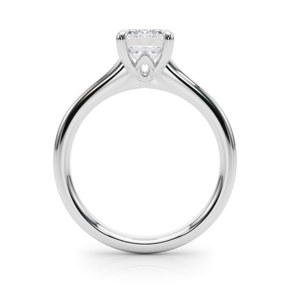 LUMEO Emerald Solitaire Diamond Engagement Ring Side View in Platinum 