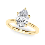 LUMEO Pear Solitaire Diamond Engagement Ring Front View in 18k Solid Yellow Gold 