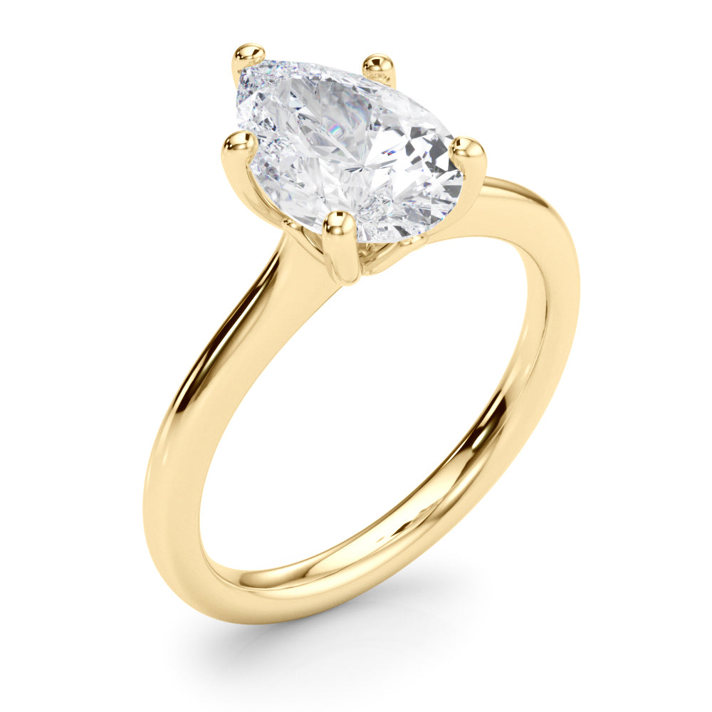 LUMEO Pear Solitaire Diamond Engagement Ring Angle View in 18k Solid Yellow Gold 