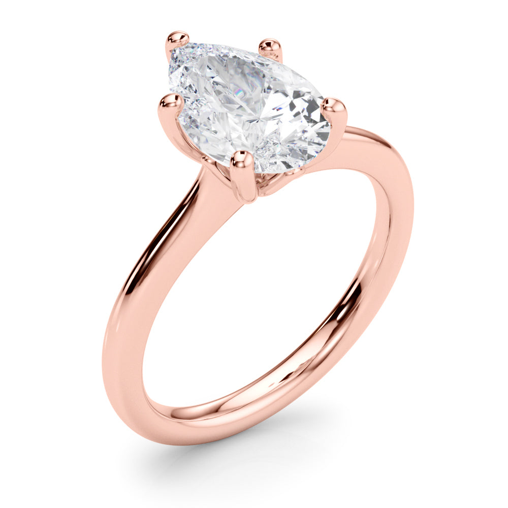 LUMEO Pear Solitaire Diamond Engagement Ring Angle View in 18k Solid Rose Gold 