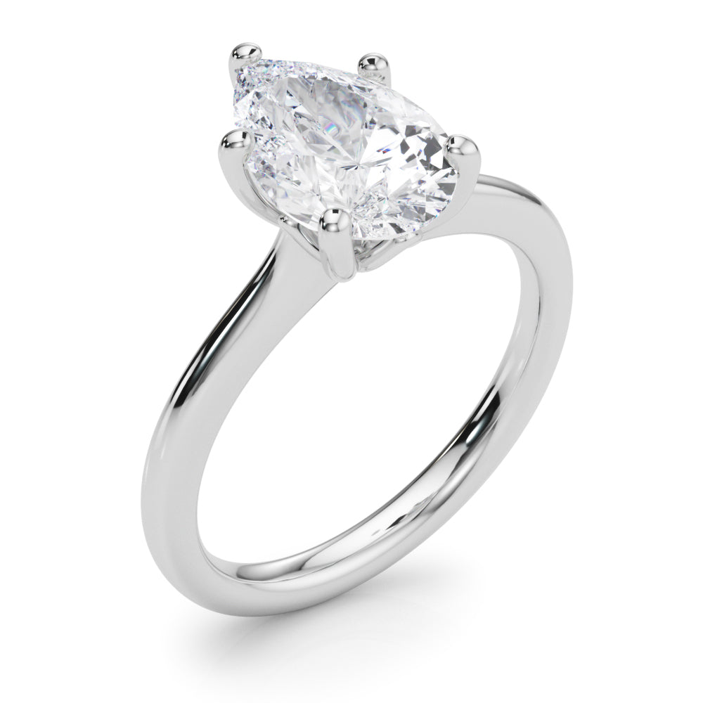 LUMEO Pear Solitaire Diamond Engagement Ring Angle View in Platinum 