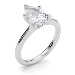 LUMEO Pear Solitaire Diamond Engagement Ring Angle View in Platinum 