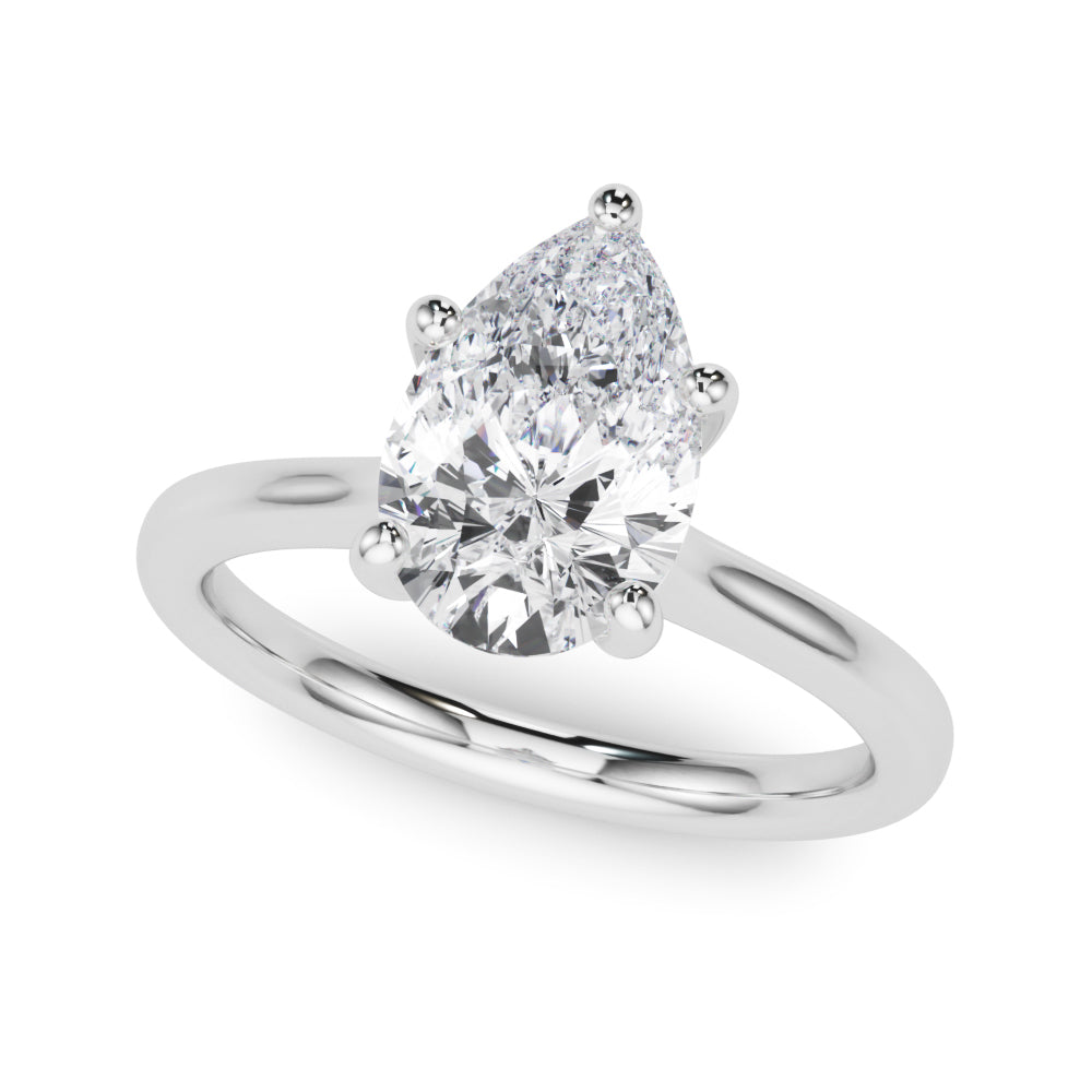 LUMEO Pear Solitaire Diamond Engagement Ring Front View in Platinum 