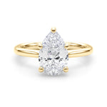 LUMEO Pear Solitaire Diamond Engagement Ring Set in 18k Solid Yellow Gold 