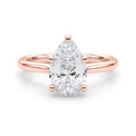 LUMEO Pear Solitaire Diamond Engagement Ring Set in 18k Solid Rose Gold 