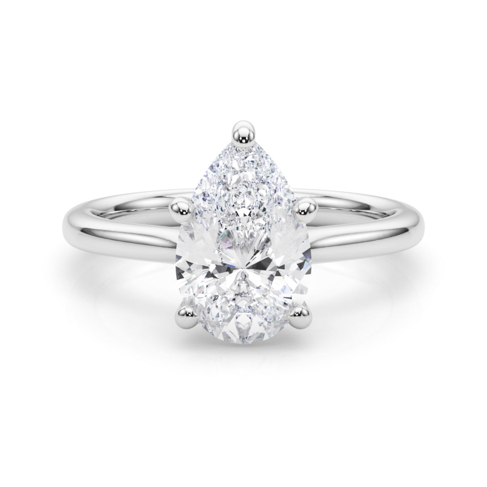 LUMEO Pear Solitaire Diamond Engagement Ring Set in Platinum 