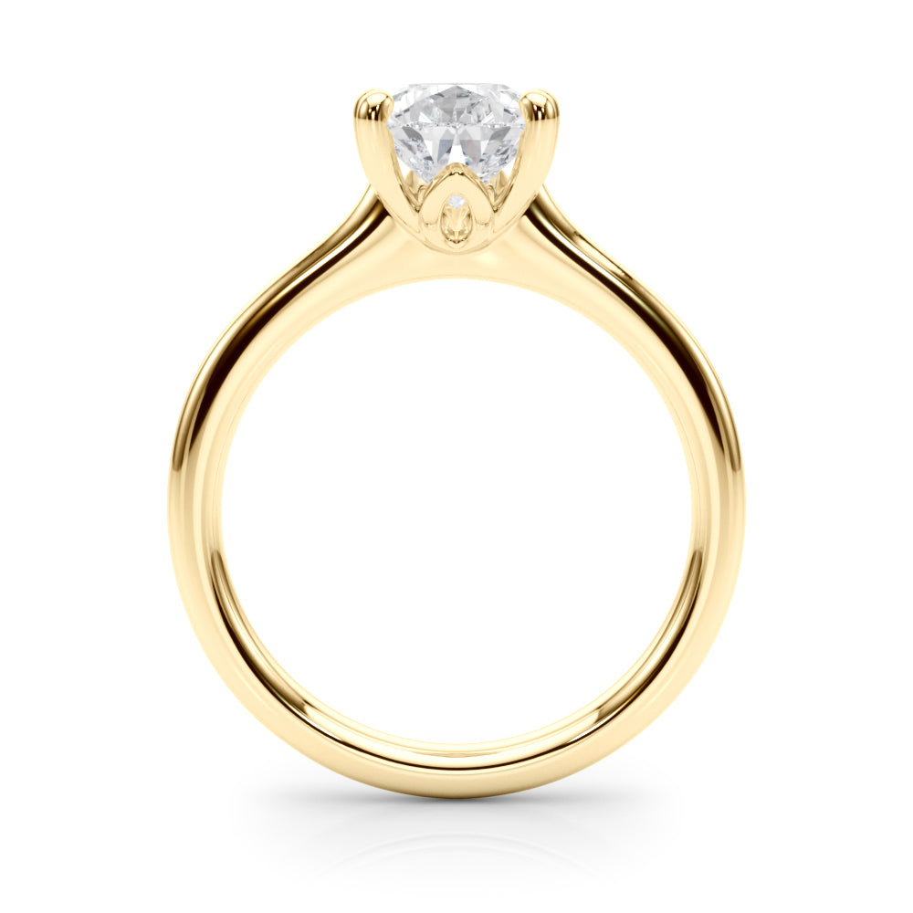 LUMEO Pear Solitaire Diamond Engagement Ring Side View in 18k Solid Yellow Gold 