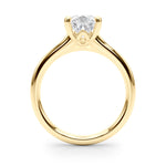 LUMEO Pear Solitaire Diamond Engagement Ring Side View in 18k Solid Yellow Gold 