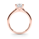 LUMEO Pear Solitaire Diamond Engagement Ring Side View in 18k Solid Rose Gold 