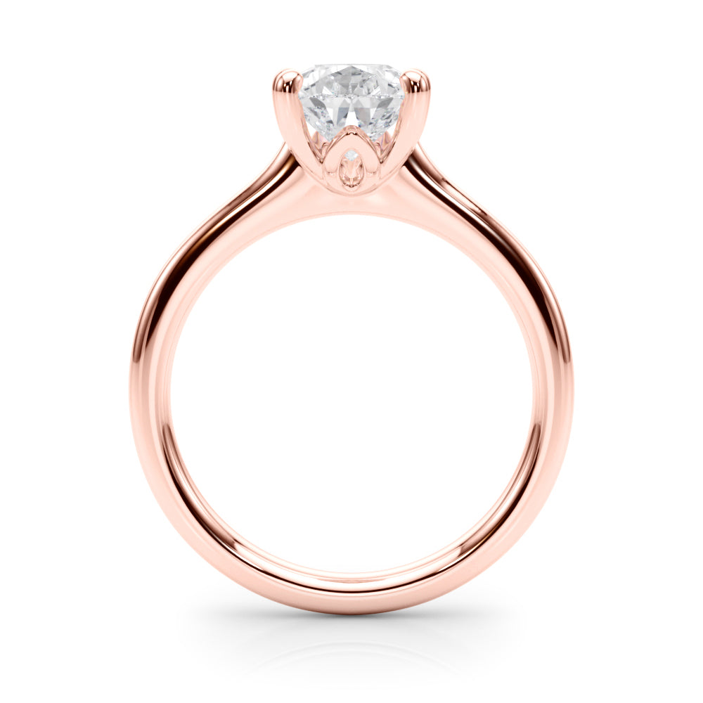 LUMEO Pear Solitaire Diamond Engagement Ring Side View in 18k Solid Rose Gold 