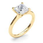 LUMEO Princess Solitaire Diamond Engagement Ring Angle View in 18k Solid Yellow Gold 