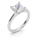 LUMEO Princess Solitaire Diamond Engagement Ring Angle View in Platinum 