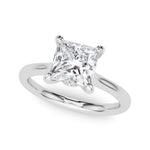LUMEO Princess Solitaire Diamond Engagement Ring Front View in Platinum 