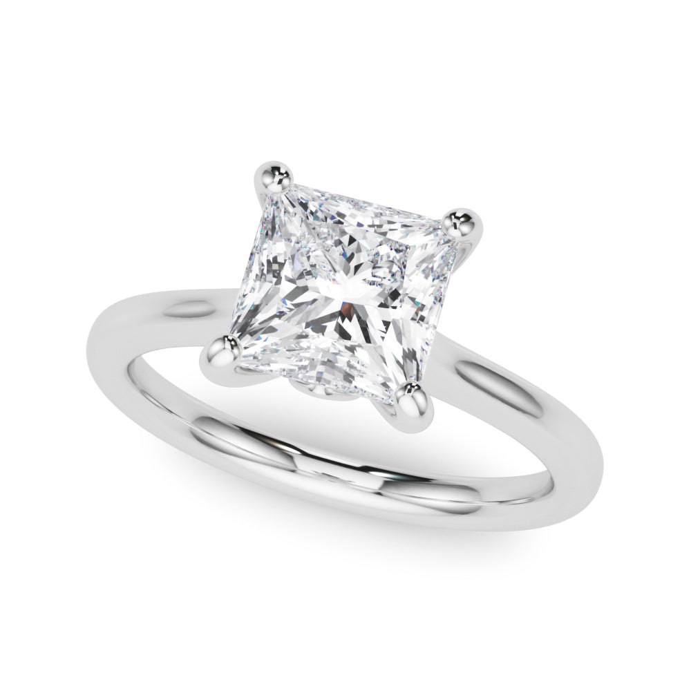 LUMEO Princess Solitaire Diamond Engagement Ring Front View in Platinum 