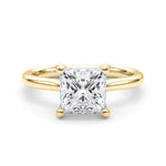 LUMEO Princess Solitaire Diamond Engagement Ring Set in 18k Solid Yellow Gold 