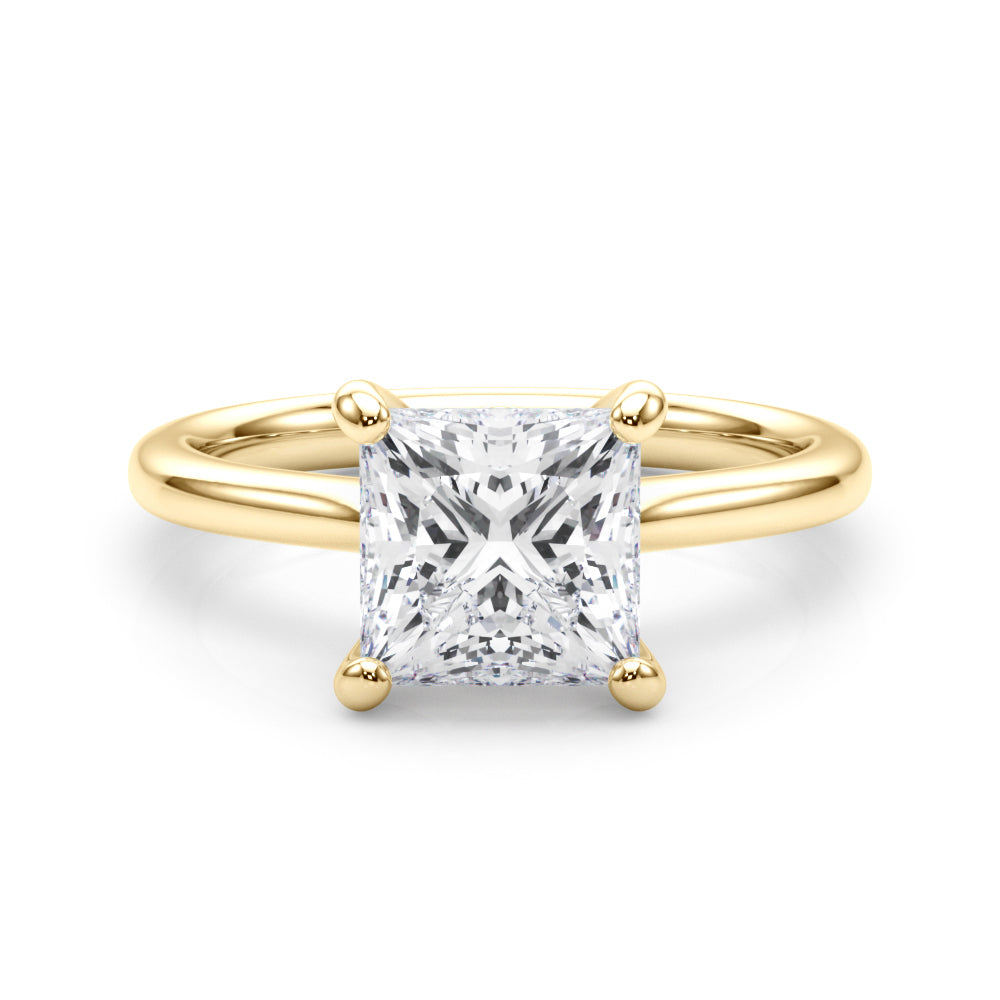LUMEO Princess Solitaire Diamond Engagement Ring Set in 18k Solid Yellow Gold 