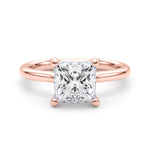 LUMEO Princess Solitaire Diamond Engagement Ring Set in 18k Solid Rose Gold 
