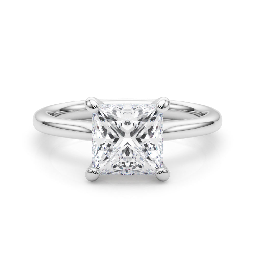 LUMEO Princess Solitaire Diamond Engagement Ring Set in Platinum 