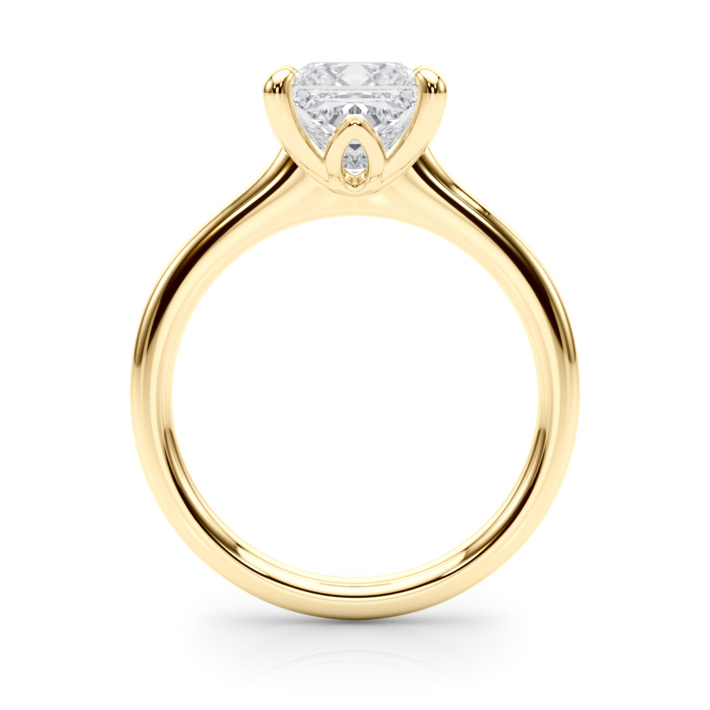 LUMEO Princess Solitaire Diamond Engagement Ring Side View in 18k Solid Yellow Gold 
