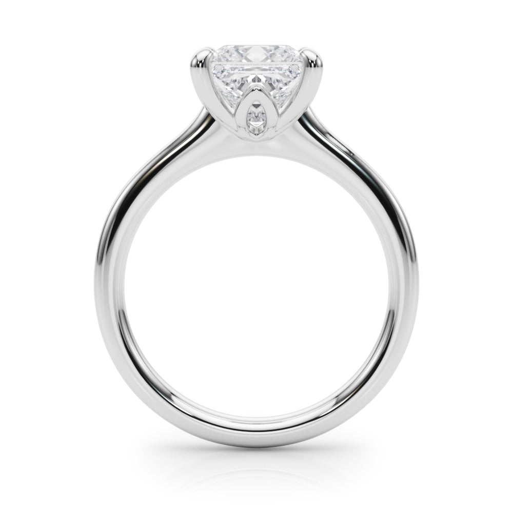 LUMEO Princess Solitaire Diamond Engagement Ring Side View in Platinum 