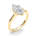 LUMEO Marquise Solitaire Diamond Engagement Ring Angle View in 18k Solid Yellow Gold 
