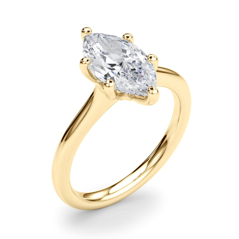 LUMEO Marquise Solitaire Diamond Engagement Ring Angle View in 18k Solid Yellow Gold 
