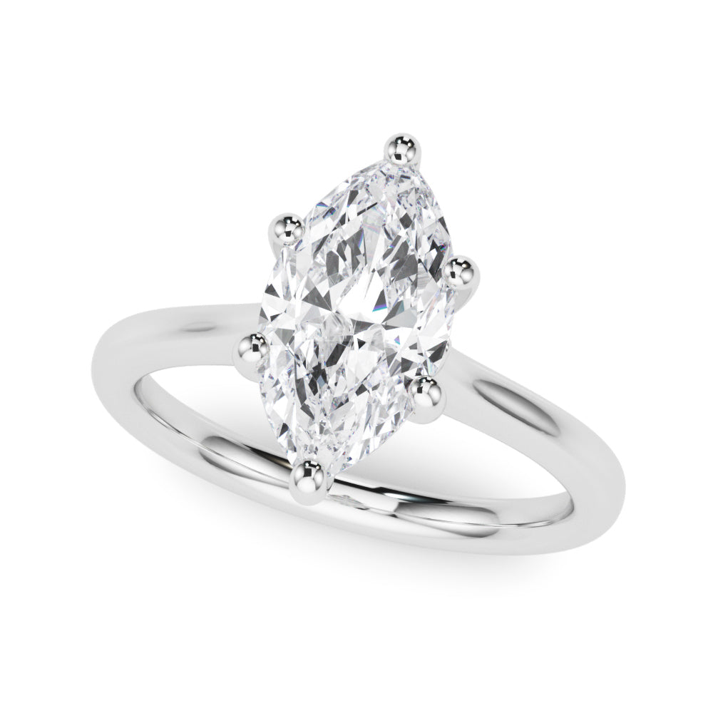 LUMEO Marquise Solitaire Diamond Engagement Ring Front View in Platinum 