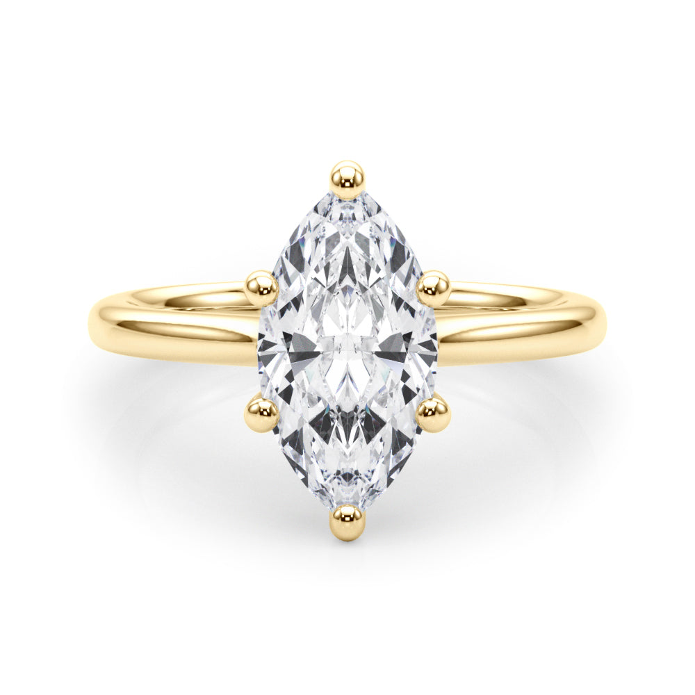 LUMEO Marquise Solitaire Diamond Engagement Ring Set in 18k Solid Yellow Gold 