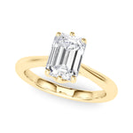 LUMEO Emerald Solitaire Diamond Engagement Ring Front View in 18k Solid Yellow Gold 