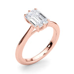 LUMEO Emerald Solitaire Diamond Engagement Ring Angle View in 18k Solid Rose Gold 