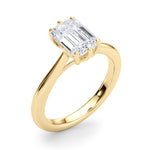 LUMEO Emerald Solitaire Diamond Engagement Ring Angle View in 18k Solid Yellow Gold 