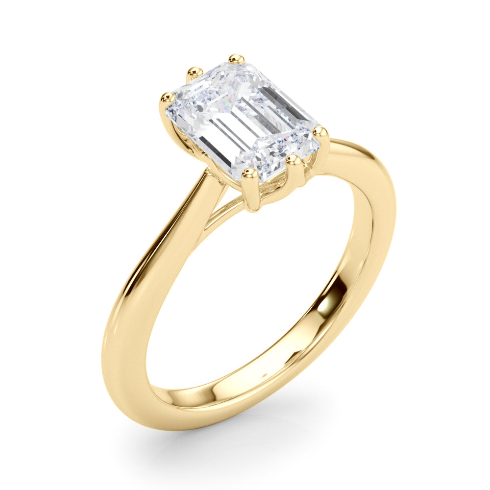LUMEO Emerald Solitaire Diamond Engagement Ring Angle View in 18k Solid Yellow Gold 