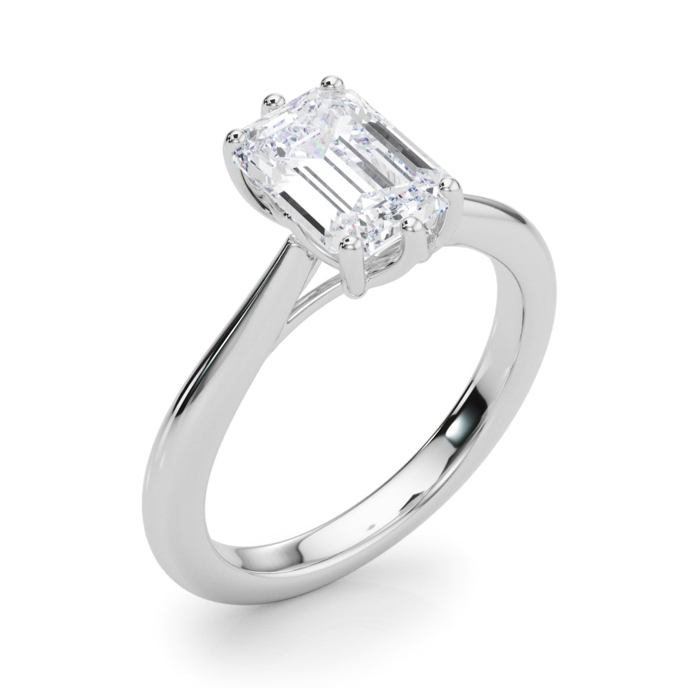 LUMEO Emerald Solitaire Diamond Engagement Ring Angle View in Platinum 