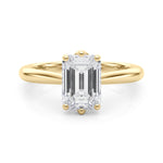 LUMEO Emerald Solitaire Diamond Engagement Ring Set in 18k Solid Yellow Gold 