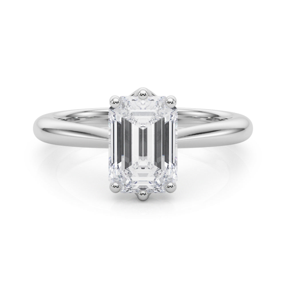 LUMEO Emerald Solitaire Diamond Engagement Ring Set in Platinum 