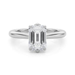 LUMEO Emerald Solitaire Diamond Engagement Ring Set in Platinum 